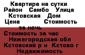 Квартира на сутки › Район ­ Самбо › Улица ­ Кстовская › Дом ­ 5 › Цена ­ 1 500 › Стоимость за ночь ­ 1 500 › Стоимость за час ­ 1 500 - Нижегородская обл., Кстовский р-н, Кстово г. Недвижимость » Квартиры аренда посуточно   . Нижегородская обл.